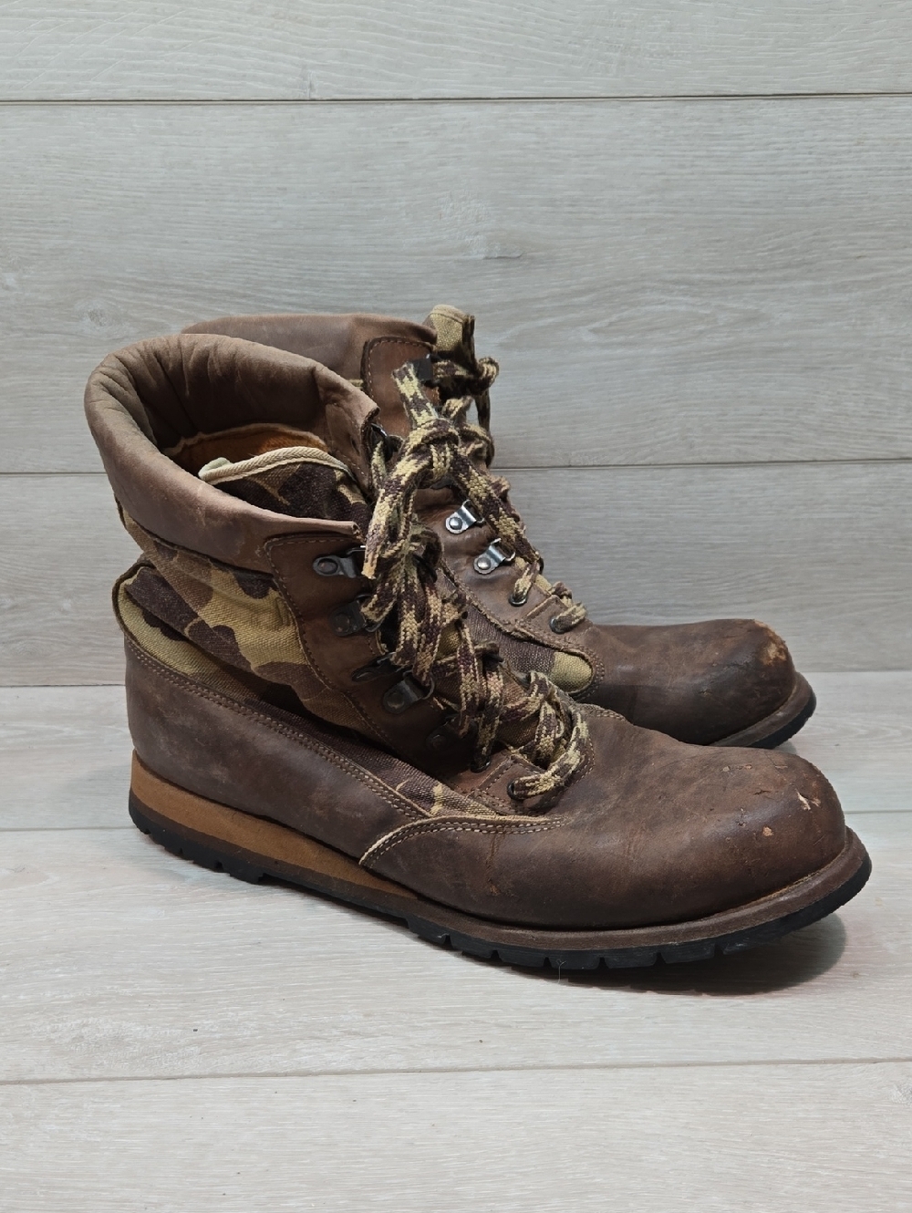 Rocky Boot Men's Brown Leather Camo Boots Soft Toe Outdoor Shoes Sz 13M USA